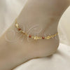 Oro Laminado Basic Anklet, Gold Filled Style Elephant and Curb Design, Polished, Golden Finish, 03.02.0094.10