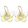 Oro Laminado Dangle Earring, Gold Filled Style Butterfly Design, Tricolor, 5.067.006