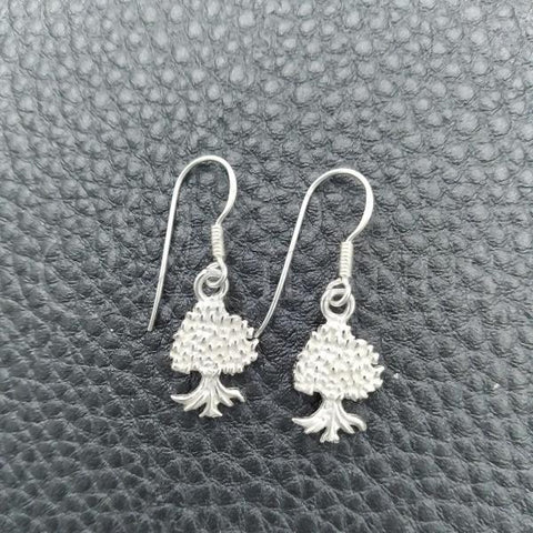 Sterling Silver Dangle Earring, Tree Design, Polished, Silver Finish, 02.397.0009