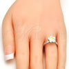 Rhodium Plated Multi Stone Ring, Flower Design, with Aurore Boreale Swarovski Crystals, Polished, Rhodium Finish, 01.239.0010.5 (One size fits all)