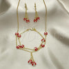 Oro Laminado Earring and Pendant Children Set, Gold Filled Style Ladybug Design, with White Crystal, Red Enamel Finish, Golden Finish, 06.60.0005.3