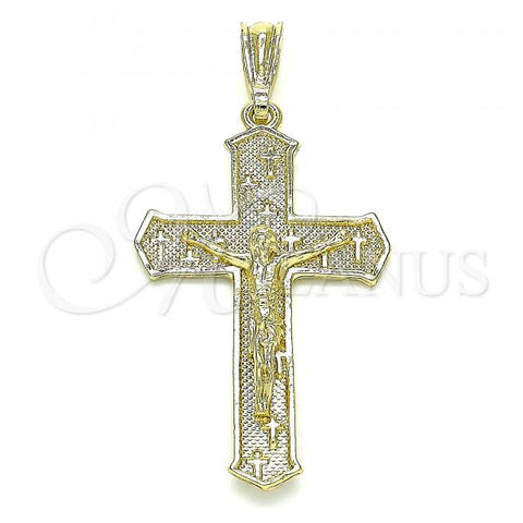 Oro Laminado Religious Pendant, Gold Filled Style Crucifix Design, Polished, Golden Finish, 05.351.0158.1