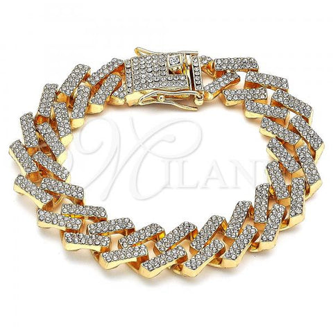 Oro Laminado Basic Bracelet, Gold Filled Style with White Crystal, Polished, Golden Finish, 03.372.0005.08