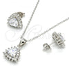 Sterling Silver Earring and Pendant Adult Set, with White Cubic Zirconia, Polished, Rhodium Finish, 10.175.0052