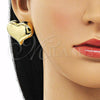 Oro Laminado Stud Earring, Gold Filled Style Heart Design, Polished, Golden Finish, 02.341.0179