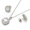 Sterling Silver Earring and Pendant Adult Set, with White Cubic Zirconia, Polished, Rhodium Finish, 10.286.0026.2