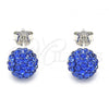 Sterling Silver Stud Earring, with Sapphire Blue Crystal, Polished, Rhodium Finish, 02.332.0042.12