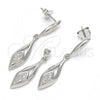 Sterling Silver Earring and Pendant Adult Set, with White Micro Pave, Polished, Rhodium Finish, 10.337.0001
