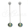 Rhodium Plated Long Earring, with Black Diamond Swarovski Crystals and White Cubic Zirconia, Polished, Rhodium Finish, 02.239.0024.2