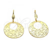 Oro Laminado Dangle Earring, Gold Filled Style Diamond Cutting Finish, Golden Finish, 5.086.007