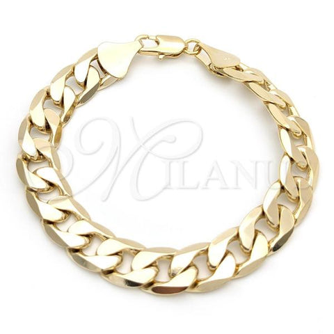 Oro Laminado Basic Bracelet, Gold Filled Style Curb Design, Polished, Golden Finish, 03.419.0012.09