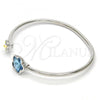 Rhodium Plated Individual Bangle, Flower Design, with Indicolite and Aurore Boreale Swarovski Crystals, Polished, Rhodium Finish, 07.239.0011.4 (02 MM Thickness, One size fits all)