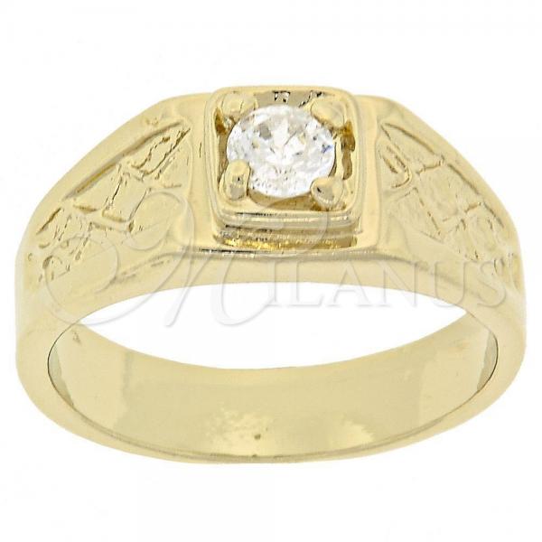 Oro Laminado Multi Stone Ring, Gold Filled Style Solitaire Design, with White Cubic Zirconia, Diamond Cutting Finish, Golden Finish, 5.175.035.08 (Size 8)