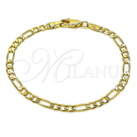 Oro Laminado Basic Bracelet, Gold Filled Style Figaro Design, Polished, Golden Finish, 5.222.016.07