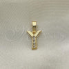 Oro Laminado Fancy Pendant, Gold Filled Style Initials Design, with  Crystal, Golden Finish, 05.26.0037