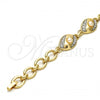 Oro Laminado Fancy Bracelet, Gold Filled Style with Ivory Pearl and White Crystal, Polished, Two Tone, 03.91.0063.08