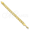 Oro Laminado Basic Bracelet, Gold Filled Style Curb Design, Polished, Golden Finish, 5.222.001.08