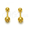 Stainless Steel Stud Earring, with Light Brown Crystal, Polished, Golden Finish, 02.271.0017.4