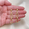 Oro Laminado Long Earring, Gold Filled Style Rolo and Twist Design, Polished, Golden Finish, 02.415.0003