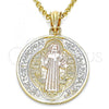Oro Laminado Religious Pendant, Gold Filled Style San Benito Design, Polished, Tricolor, 05.351.0013.1