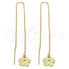 Oro Laminado Threader Earring, Gold Filled Style Flower Design, Matte Finish, Golden Finish, 5.118.007.1