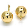 Oro Laminado Leverback Earring, Gold Filled Style Polished, Golden Finish, 02.122.0107