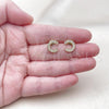 Oro Laminado Stud Earring, Gold Filled Style with White Cubic Zirconia, Polished, Golden Finish, 02.213.0778