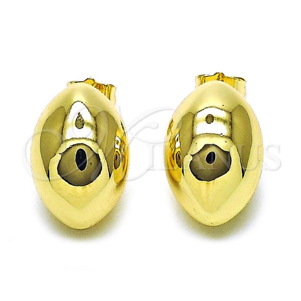 Oro Laminado Stud Earring, Gold Filled Style Hollow and Ball Design, Polished, Golden Finish, 02.428.0031