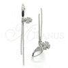 Sterling Silver Long Earring, with White Micro Pave, Polished, Rhodium Finish, 02.186.0159.1