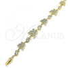 Oro Laminado Fancy Bracelet, Gold Filled Style Butterfly and Leaf Design, with White Micro Pave and White Cubic Zirconia, Polished, Golden Finish, 03.210.0141.08