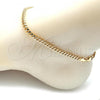Oro Laminado Basic Anklet, Gold Filled Style Miami Cuban Design, Polished, Golden Finish, 5.223.012.10