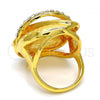 Oro Laminado Multi Stone Ring, Gold Filled Style with White Crystal, Polished, Golden Finish, 01.241.0055.08 (Size 8)