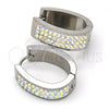 Stainless Steel Small Hoop, with Aurore Boreale Swarovski Crystals, Polished, Steel Finish, 02.255.0003.15