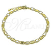 Oro Laminado Basic Anklet, Gold Filled Style Mariner Design, Diamond Cutting Finish, Golden Finish, 04.63.1417.10