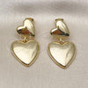 Oro Laminado Stud Earring, Gold Filled Style Heart Design, Polished, Golden Finish, 02.282.0023