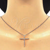 Sterling Silver Pendant Necklace, Cross Design, with White Cubic Zirconia, Polished, Rose Gold Finish, 04.336.0081.1.16