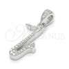 Sterling Silver Fancy Pendant, with White Cubic Zirconia, Polished, Rhodium Finish, 05.336.0028