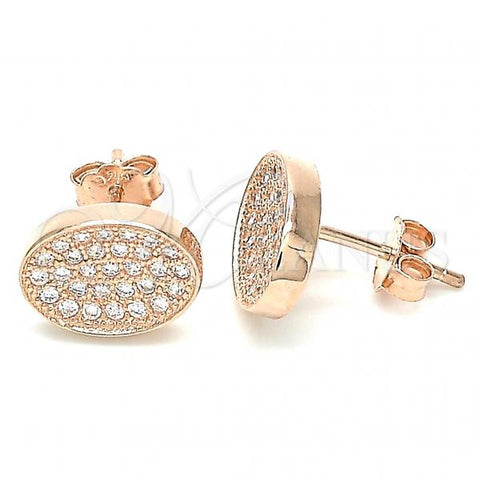 Sterling Silver Stud Earring, with White Cubic Zirconia, Polished, Rose Gold Finish, 02.369.0018.1