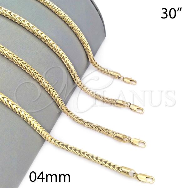 Oro Laminado Basic Necklace, Gold Filled Style Square Franco Design, Polished, Golden Finish, 04.63.0211.30