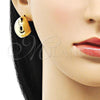Oro Laminado Stud Earring, Gold Filled Style Hollow Design, Polished, Golden Finish, 02.163.0172.25