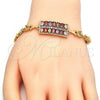 Oro Laminado Fancy Bracelet, Gold Filled Style with Multicolor Cubic Zirconia, Polished, Golden Finish, 03.210.0108.2.07