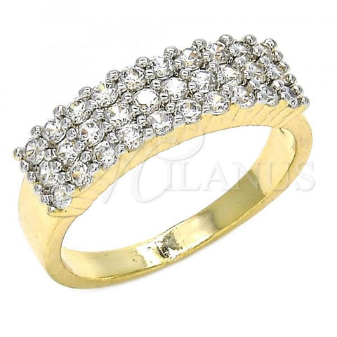 Oro Laminado Multi Stone Ring, Gold Filled Style with White Cubic Zirconia, Polished, Two Tone, 01.210.0067.07 (Size 7)