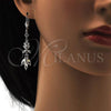 Rhodium Plated Long Earring, Leaf Design, with White Cubic Zirconia, Polished, Rhodium Finish, 02.205.0056.5