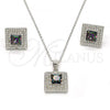 Sterling Silver Earring and Pendant Adult Set, with  Cubic Zirconia and White Micro Pave, Polished, Rhodium Finish, 10.186.0030