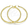 Oro Laminado Extra Large Hoop, Gold Filled Style Hollow Design, Diamond Cutting Finish, Golden Finish, 02.170.0266.80