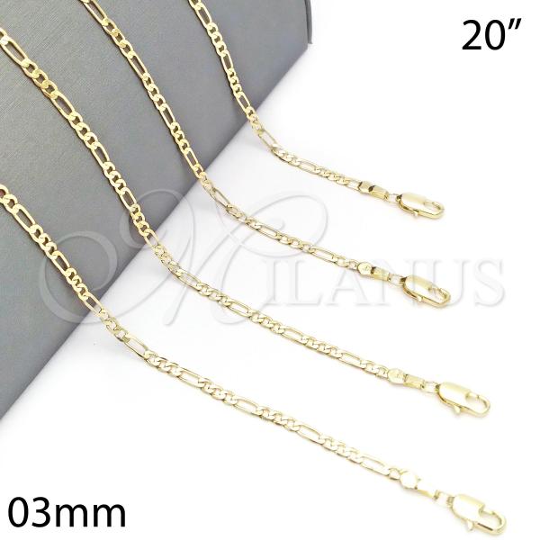 Oro Laminado Basic Necklace, Gold Filled Style Figaro Design, Polished, Golden Finish, 5.222.018.20