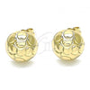 Oro Laminado Stud Earring, Gold Filled Style Diamond Cutting Finish, Golden Finish, 02.100.0121