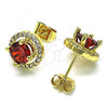 Oro Laminado Stud Earring, Gold Filled Style with Garnet Cubic Zirconia and White Micro Pave, Polished, Golden Finish, 02.344.0102.5