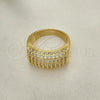 Oro Laminado Multi Stone Ring, Gold Filled Style with White Micro Pave, Polished, Golden Finish, 01.346.0009.09