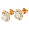 Sterling Silver Stud Earring, with White Cubic Zirconia and White Crystal, Polished, Rose Gold Finish, 02.286.0030.1